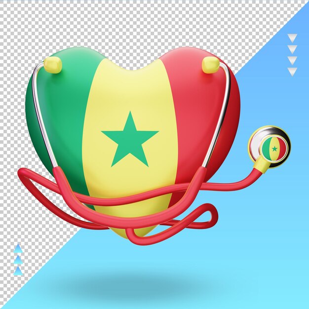 3d world health day Senegal flag rendering front view