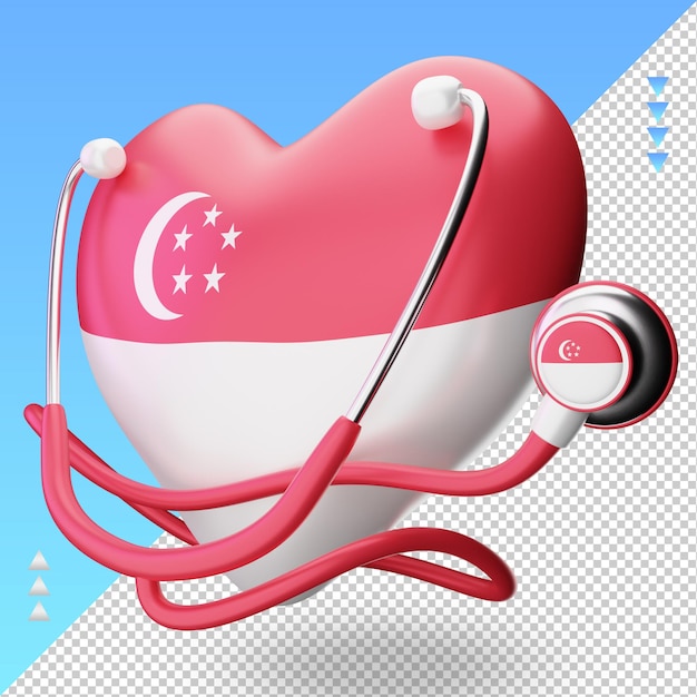 3d world health day Singapore flag rendering right view