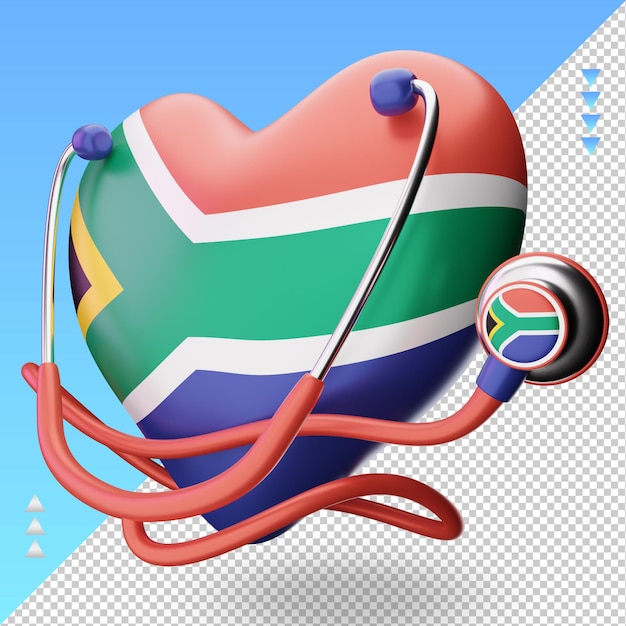 3d world health day South Africa flag rendering right view