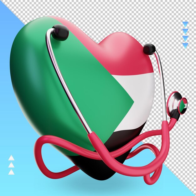 3d world health day Sudan flag rendering left view