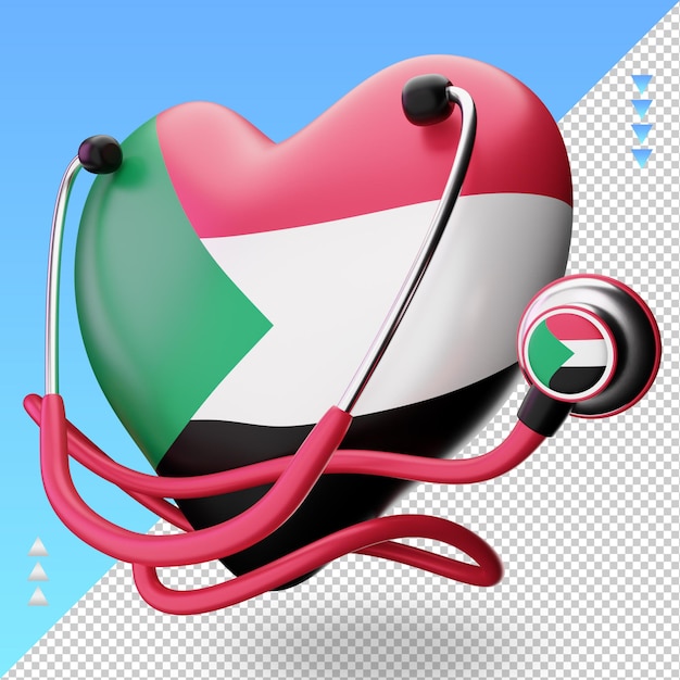 3d world health day Sudan flag rendering right view