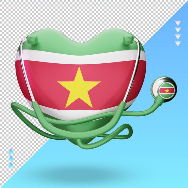 3d world health day Suriname flag rendering front view