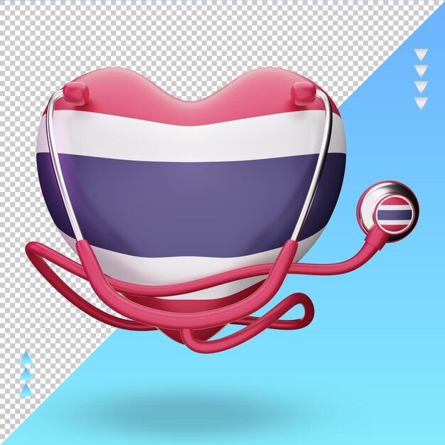 3d world health day Thailand flag rendering front view