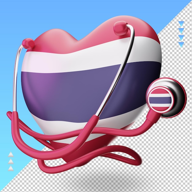 3d world health day Thailand flag rendering right view