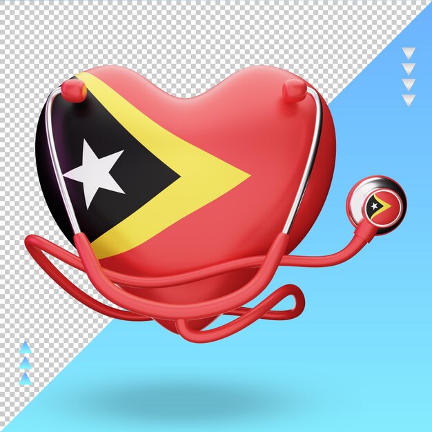 3d world health day Timor Leste flag rendering front view