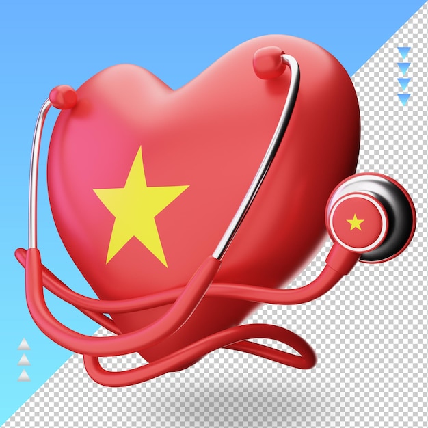 3d world health day Vietnam flag rendering right view