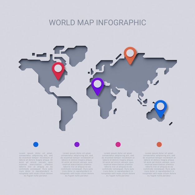 PSD 3d world map infographic template