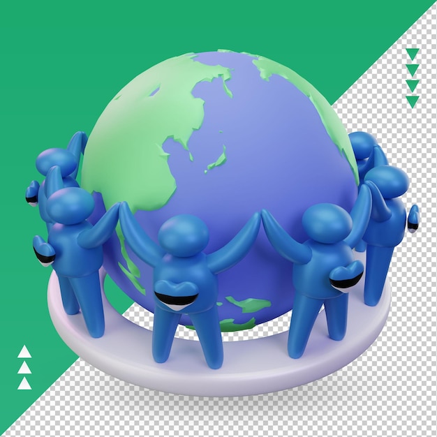 3d World population day people Estonia flag rendering right view