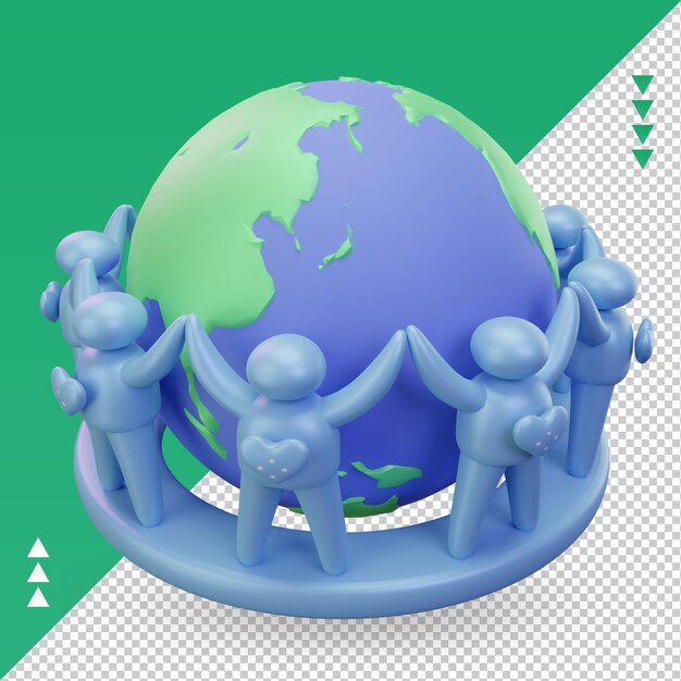 3d World population day people Micronesia flag rendering right view