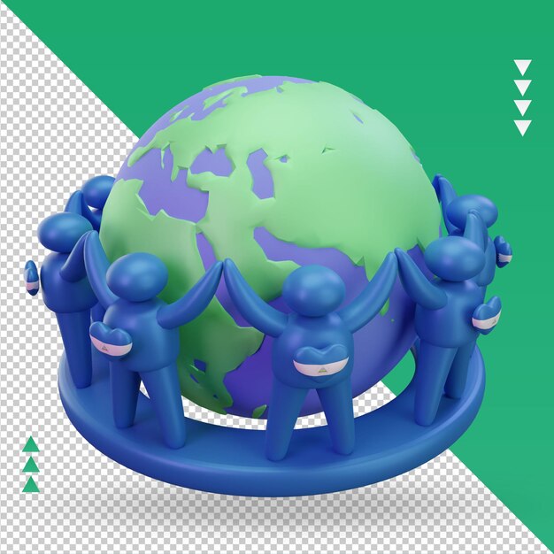 3d World population day people Nicaragua flag rendering left view