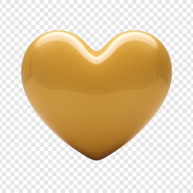 3D Yellow heart on transparent background