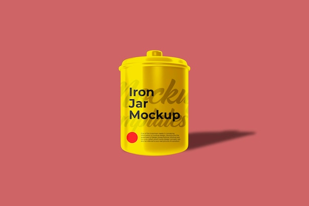 3D Yellow Iron Jar Mockup