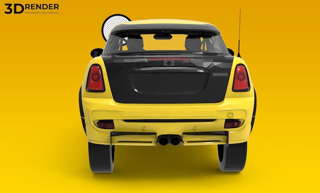 3d yellow mini Car on transparent background