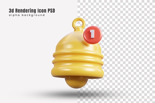 3d yellow notification reminder bell alert icon or 3d message reminder bell icon