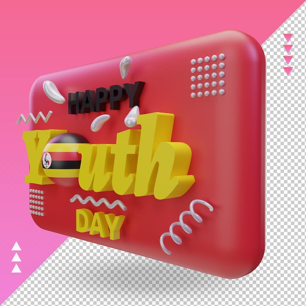 PSD 3d youth day uganda flag rendering right view