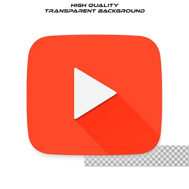 3D YouTube icon isolated on transparent background