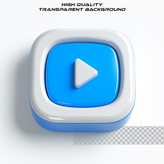 3D YouTube icon isolated on transparent background