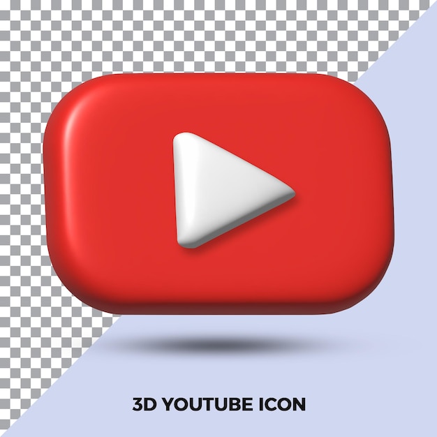 3D youtube icon social media logo transparent isolated