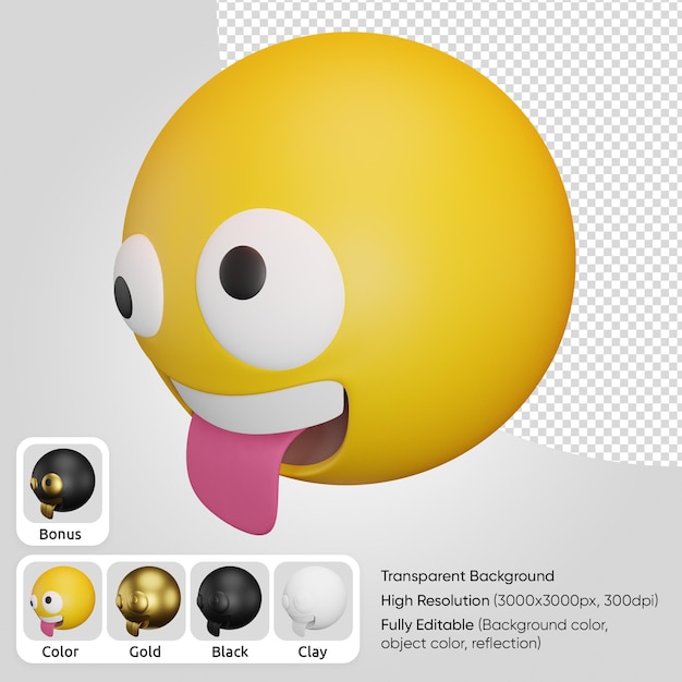 3d Zany face emoji