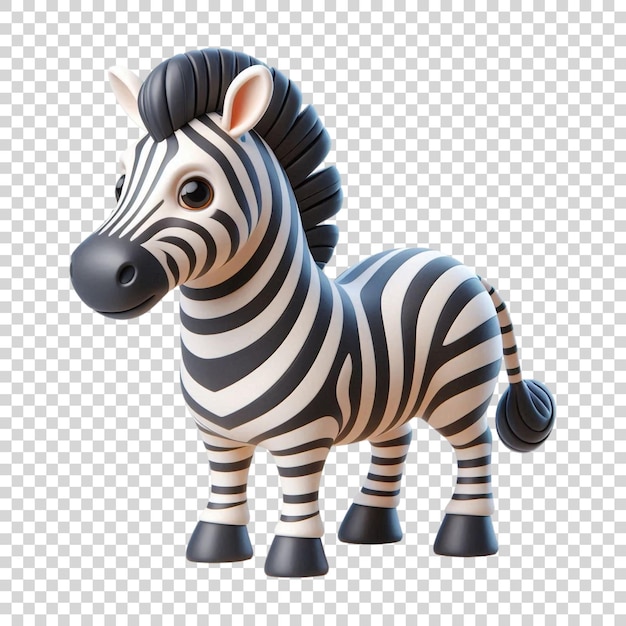 3d Zebra cartoon on a transparent background