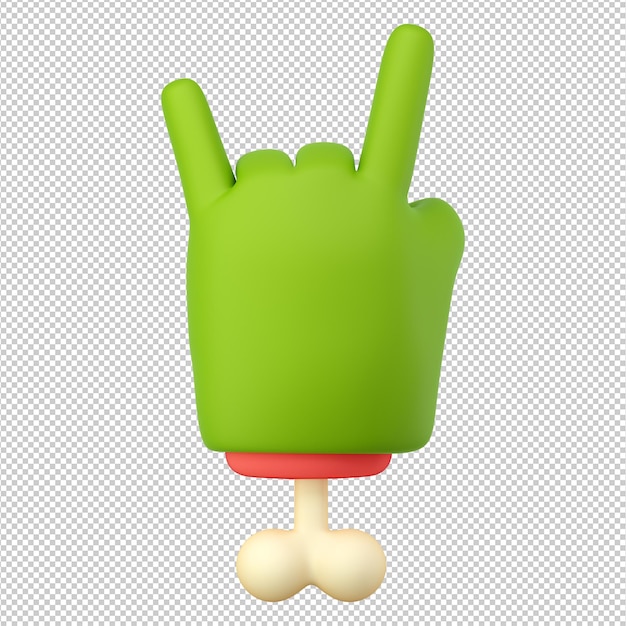 3d zombie hand in plastic cartoon style