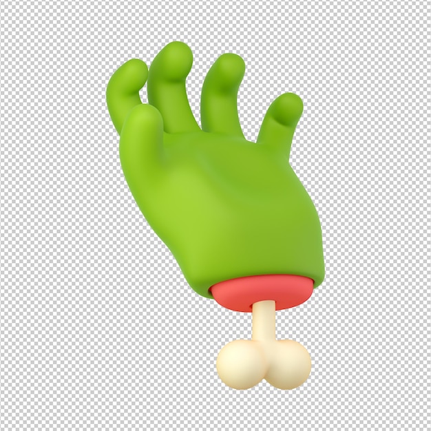 3d zombie hand in plastic cartoon style