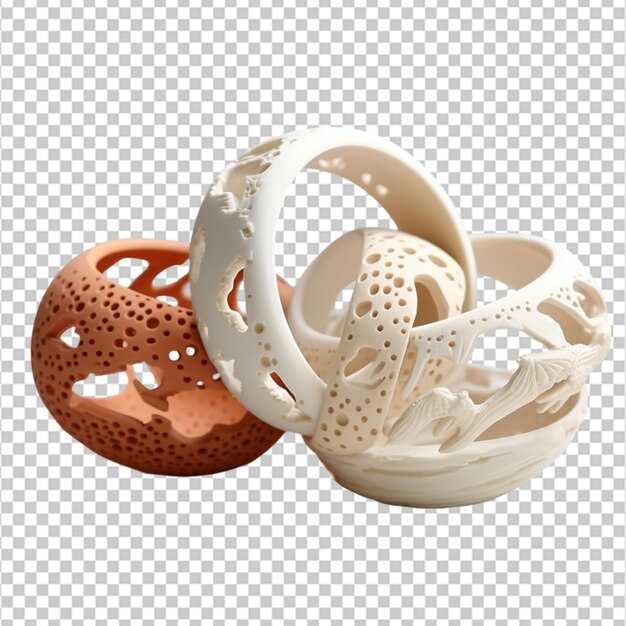 3Dprinted ecofriendly accessories such as bracelets or pendants with Earththemed motifs on white background