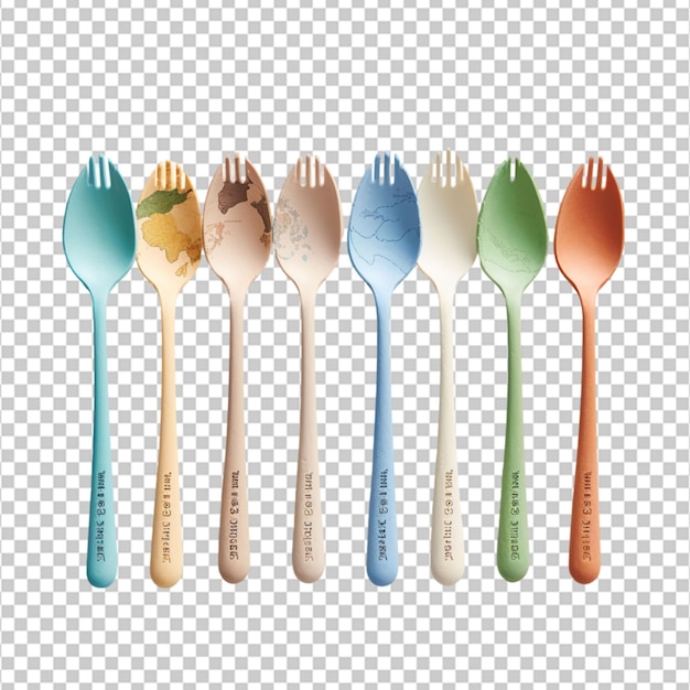 A 3Dprinted reusable utensil set with Earth Day messages for reducing singleuse plastic on white background