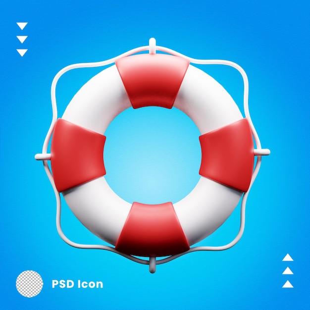 PSD 3s lifebuoy travel icon illustration isolated or 3d summer lifebuoy icon