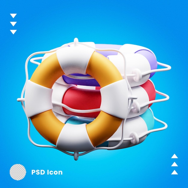 3s lifebuoy travel icon illustration isolated or 3d summer lifebuoy icon