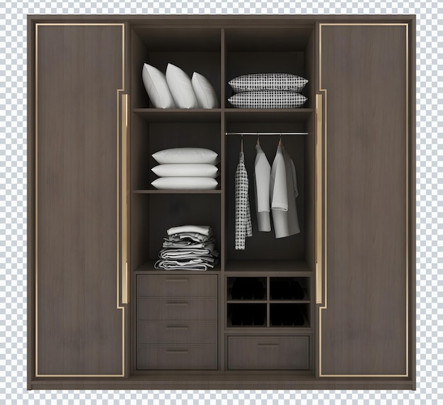 4 column 2 doors wardrobe and rack transparent.