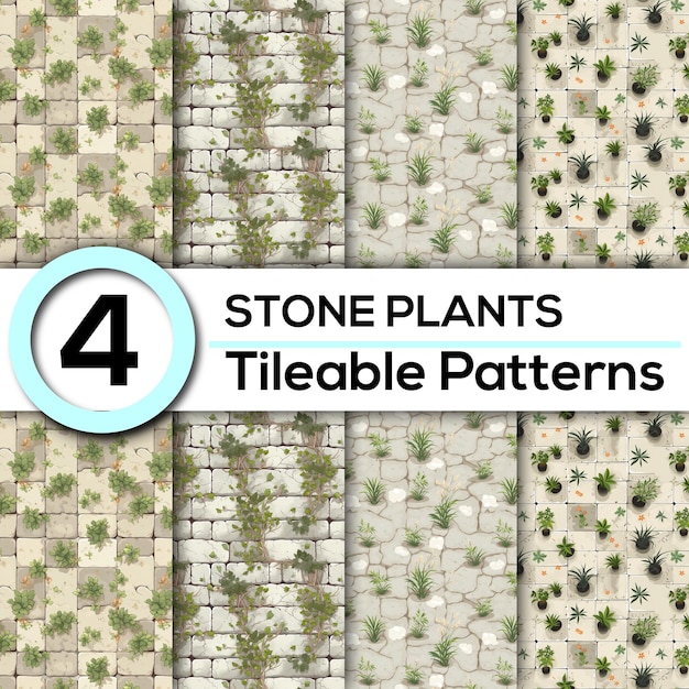 4 Natural Stone amp Plant Patterns seamless realistic amp versatile designs for backgrounds