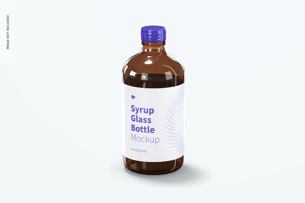 4 oz Syrup Glass Bottle Mockup