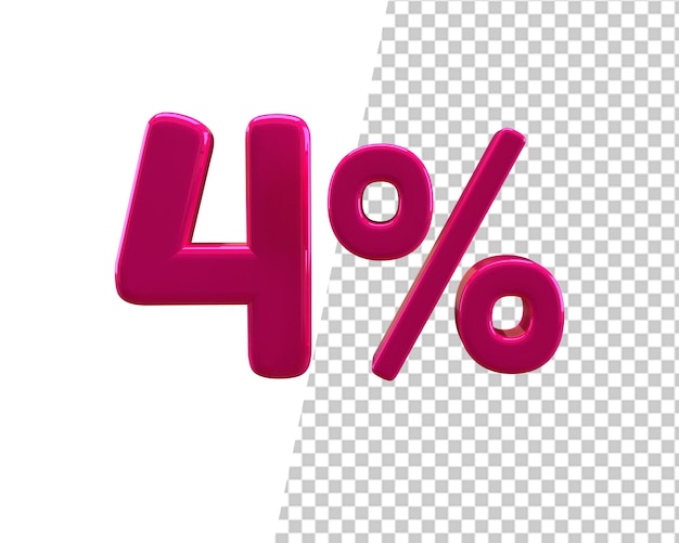 4 percent off sale 3d pink number