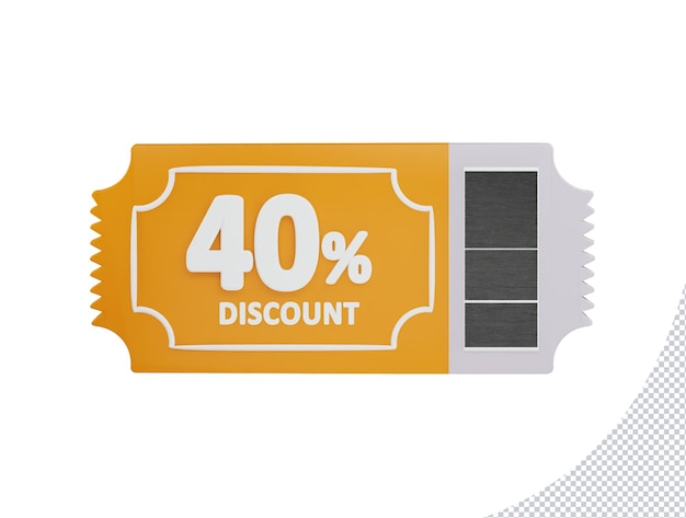 40 percent Discount card icon 3d rendering vector illustration