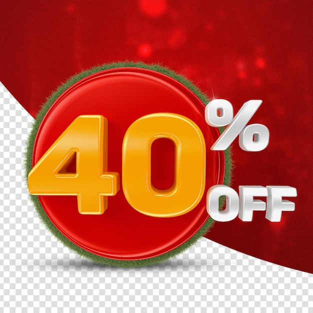 40 percent offer Christmas Discount logo 3D Rendering isolated for composition