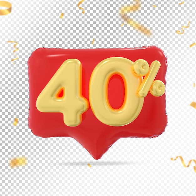 40 percent offer in red 3d rendering