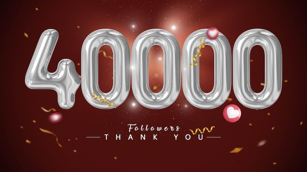 40000 followers silver number luxury balloon