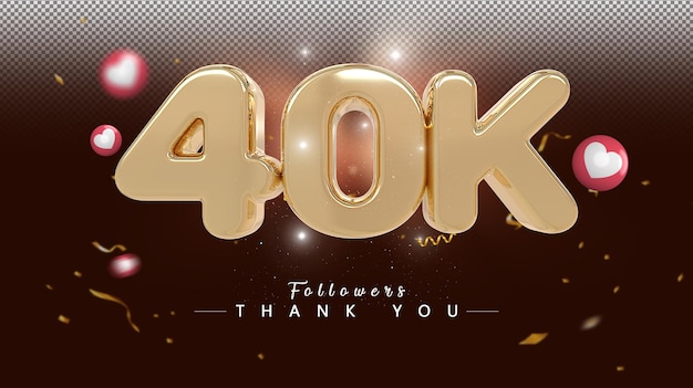 40k follower number gold 3d