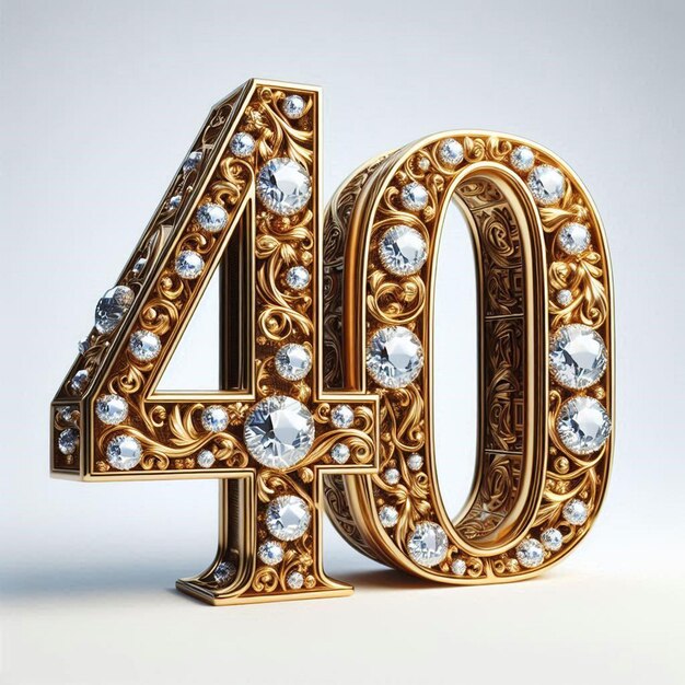 PSD 40th anniversary birthday avatar for your social media presence as a template in gold and diamonds