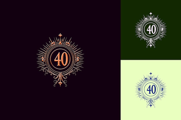 PSD 40th anniversary crest logo with a stylized 40 in the center vector abstract design collections