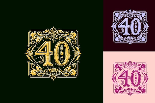 40Th Anniversary Logo With a Vintage Inspired Design Featuri Vector Abstract Design Collections