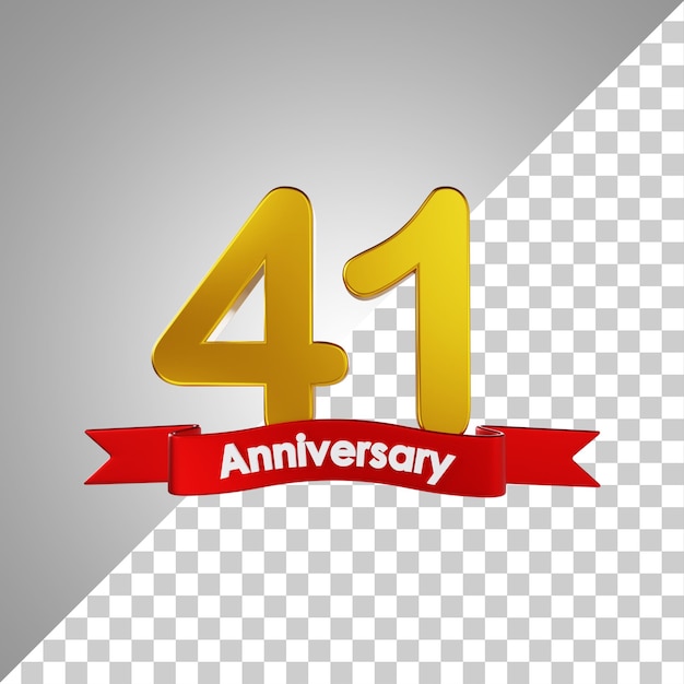 PSD 41 year happy anniversary number 3d rendering