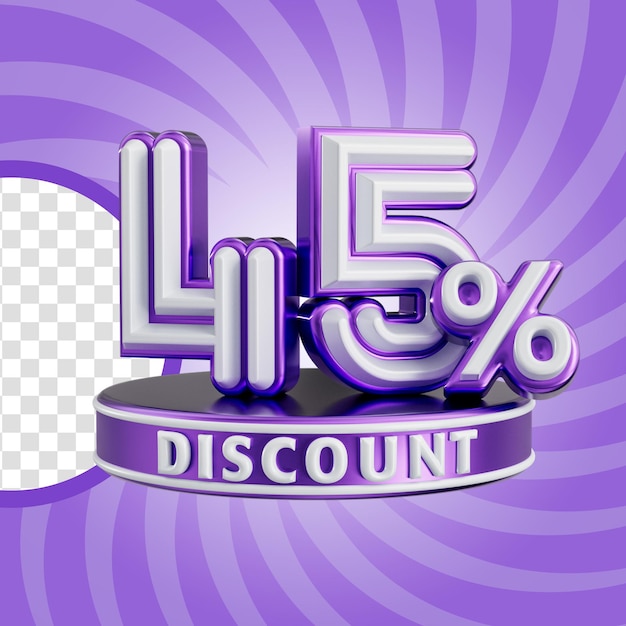 45 percent discount for online shop sale banner realistic number 3d render concept