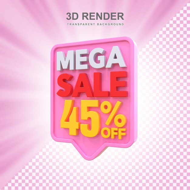 45 Percent Mega Sale Off 3D Label