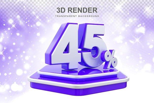 45 Percent Promotion Podium 3d Render