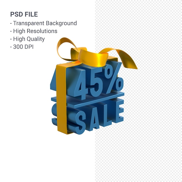 45% sale with bow and ribbon 3d design