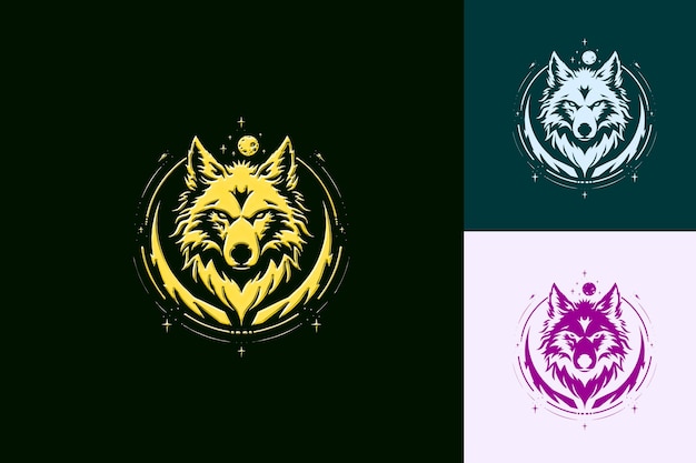 45Th Anniversary Crest Logo With a Wolf and a Moon Featuring Vector Abstract Design Collections