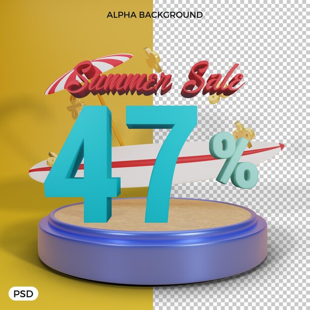 47 percent summer discount offer 3d render