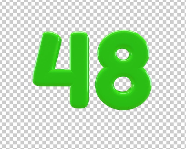 48 number forty eight hours green icon 3d